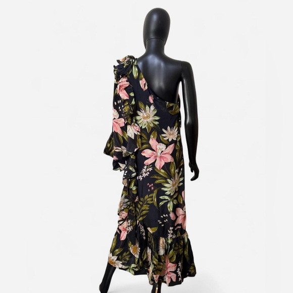 FARM Rio Black Surreal Flowers One-Shoulder Maxi Dress - Picture 4 of 7